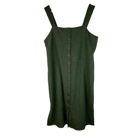 Madewell Texture & Thread Women's L Green Button Up Sundress - Picture 1 of 6